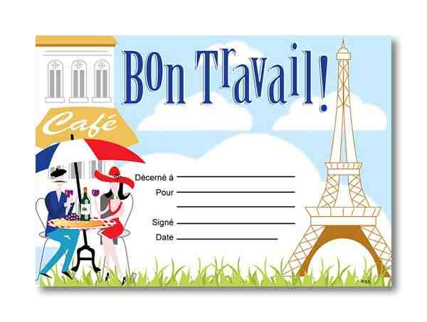 Learn Foreign Language Skills Bon Travail Award Certificate